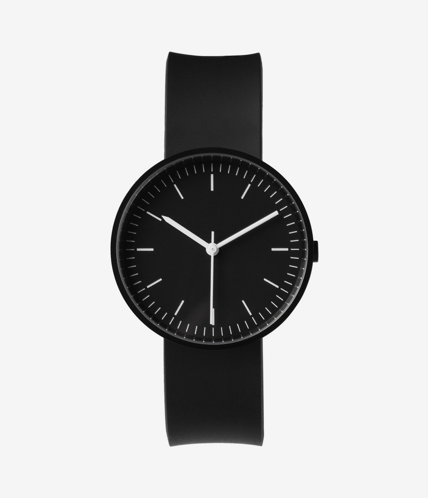 Minimalist Three-Hand Black Leather Watch